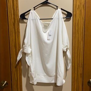 NY&Co White tie sleeve blouse
